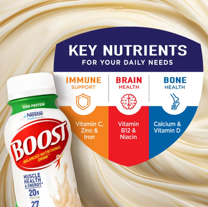 BOOST High Protein Nutritional Drink Vanilla 20g Protein 12×8 fl oz