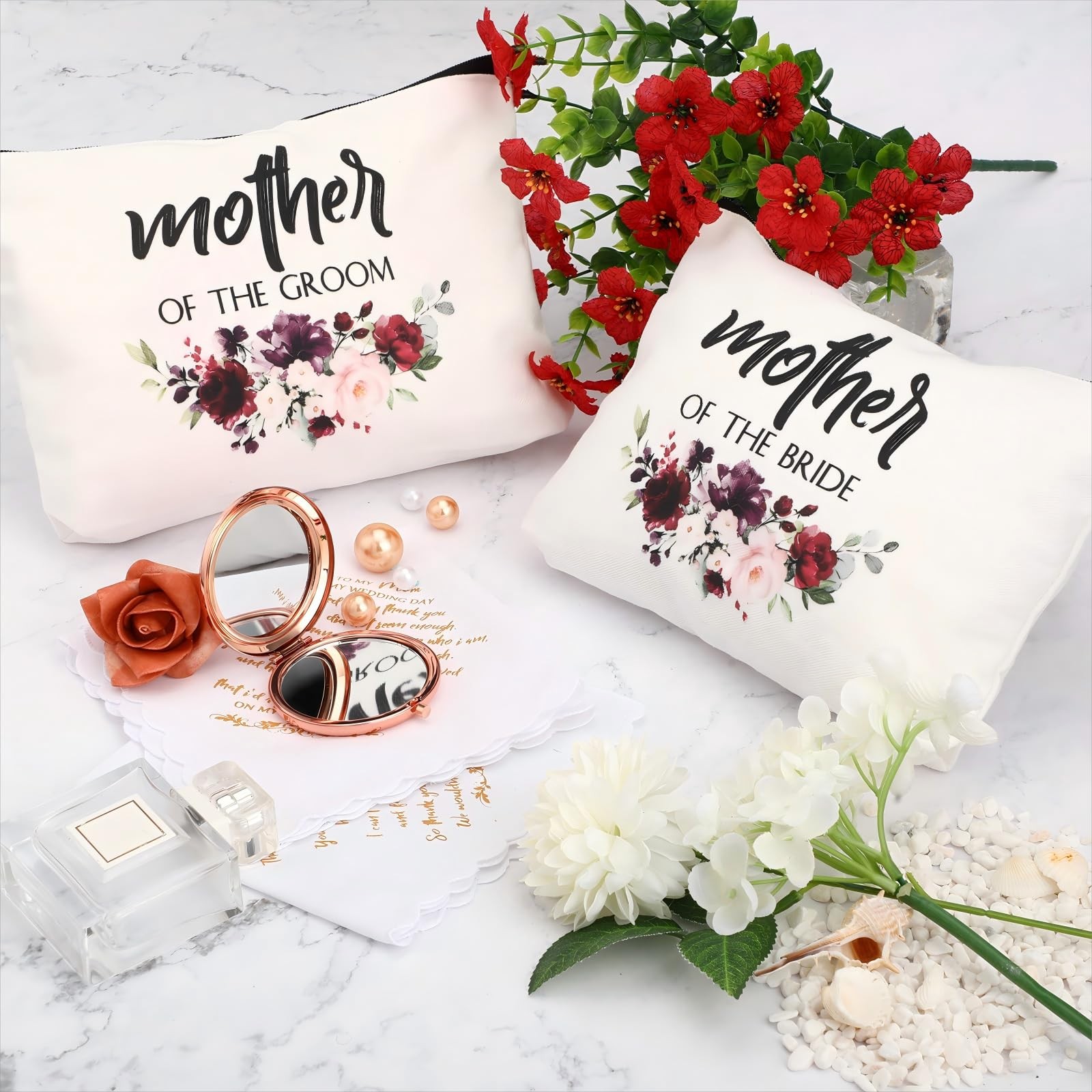 Coume 6 Pack Mother of the Groom Bride Cosmetic Bag as pictures show