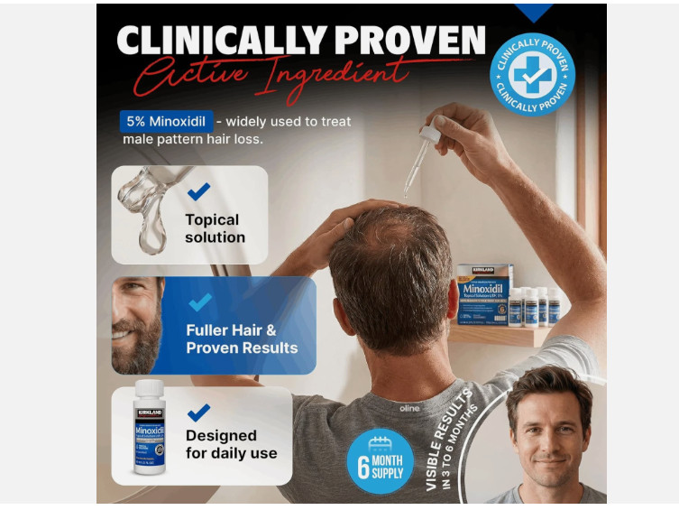 Kirkland Minoxidil 5% Extra Strength Men 6 Month Supply Hair Regrowth EXP 08/27+