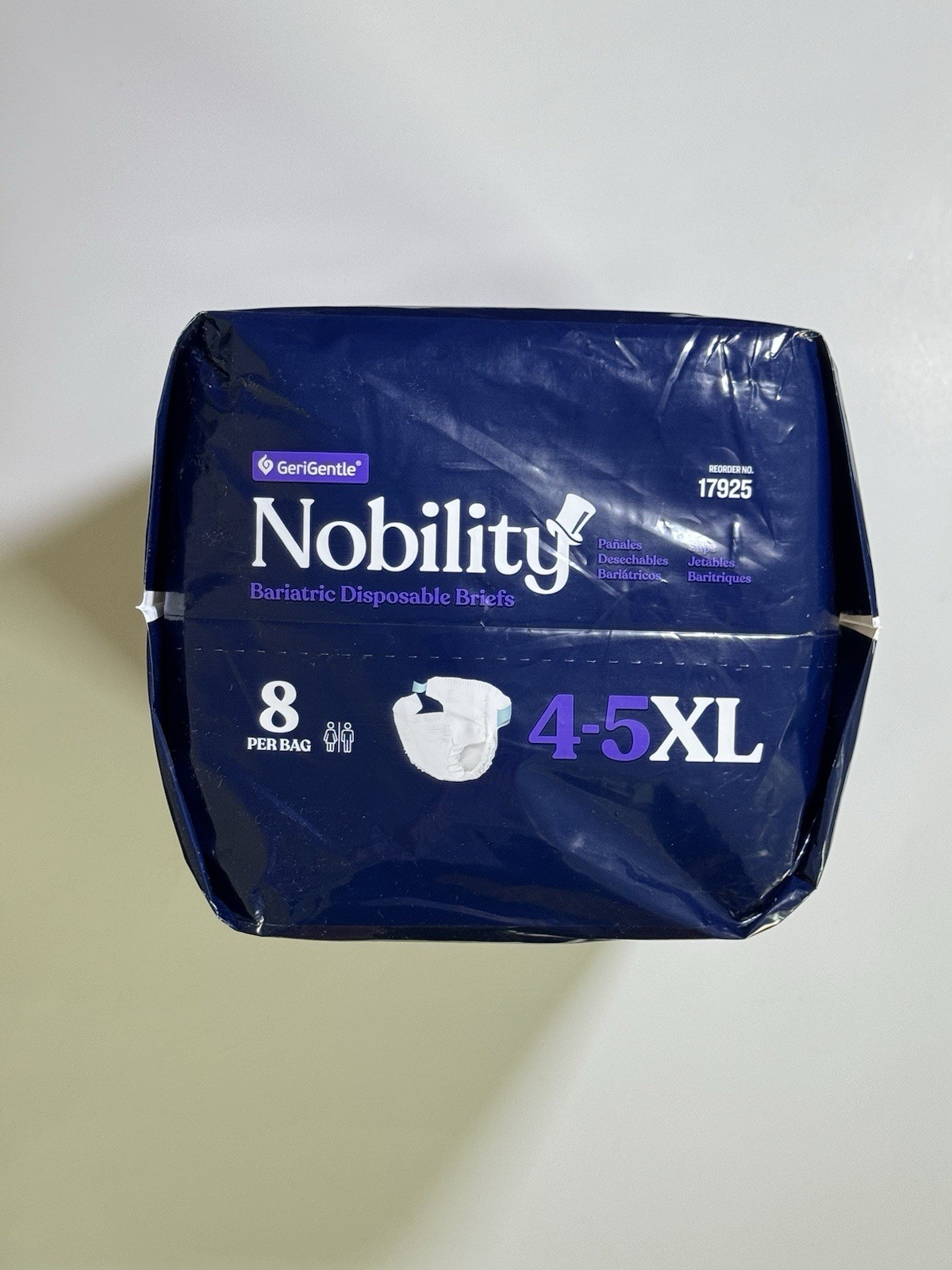 4-5xl Adult Diapers for Women & Men- 8 Bariatric Disposable Briefs with Tabs