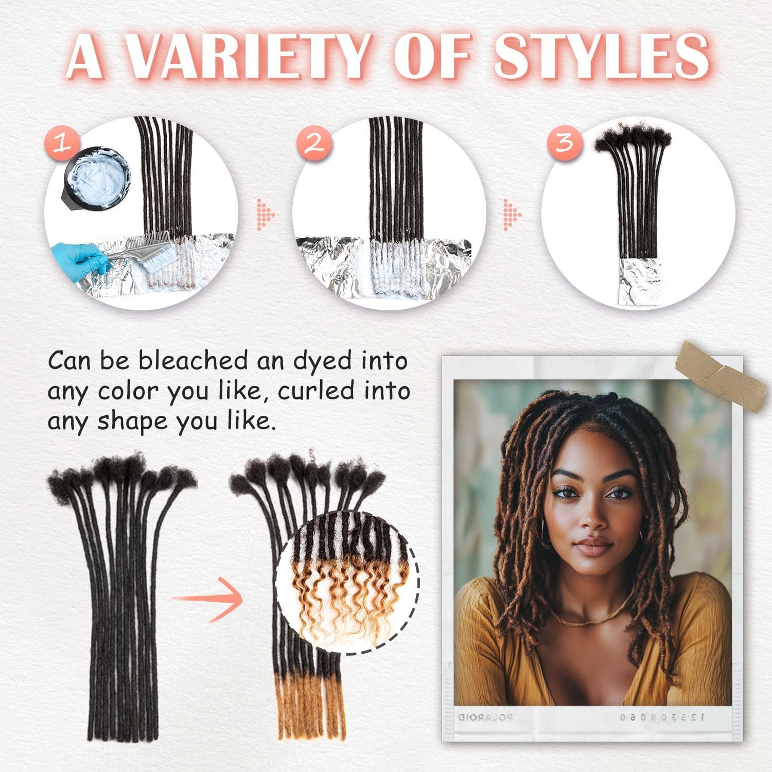 Jiajia Teresa Small 0.4Cm And 0.8Cm Width 6-18 Inch 100 Human Hair Dreadlock
