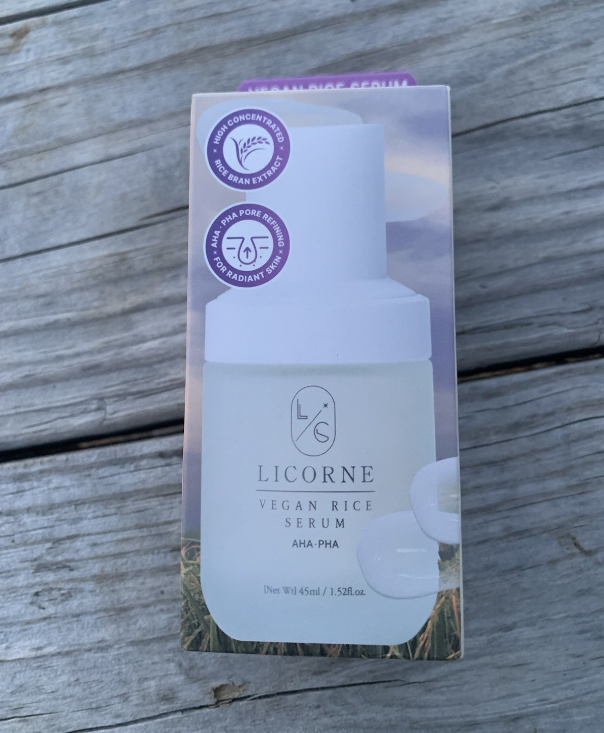 Licorne Vegan Rice Serum AHA/PHA Hydrating Face Serum 45ml 12M Vegan