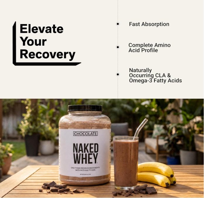 NAKED Whey Chocolate Protein Powder, 5 lb, 60 Servings