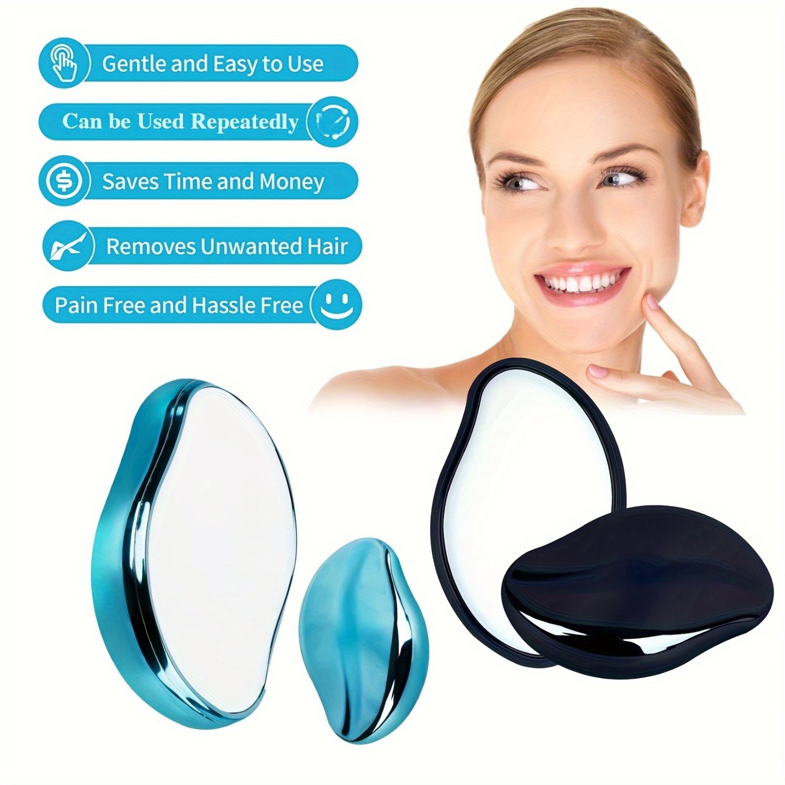 Reusable Unisex Compact Hair Removal Tool No Power Required Blue Black