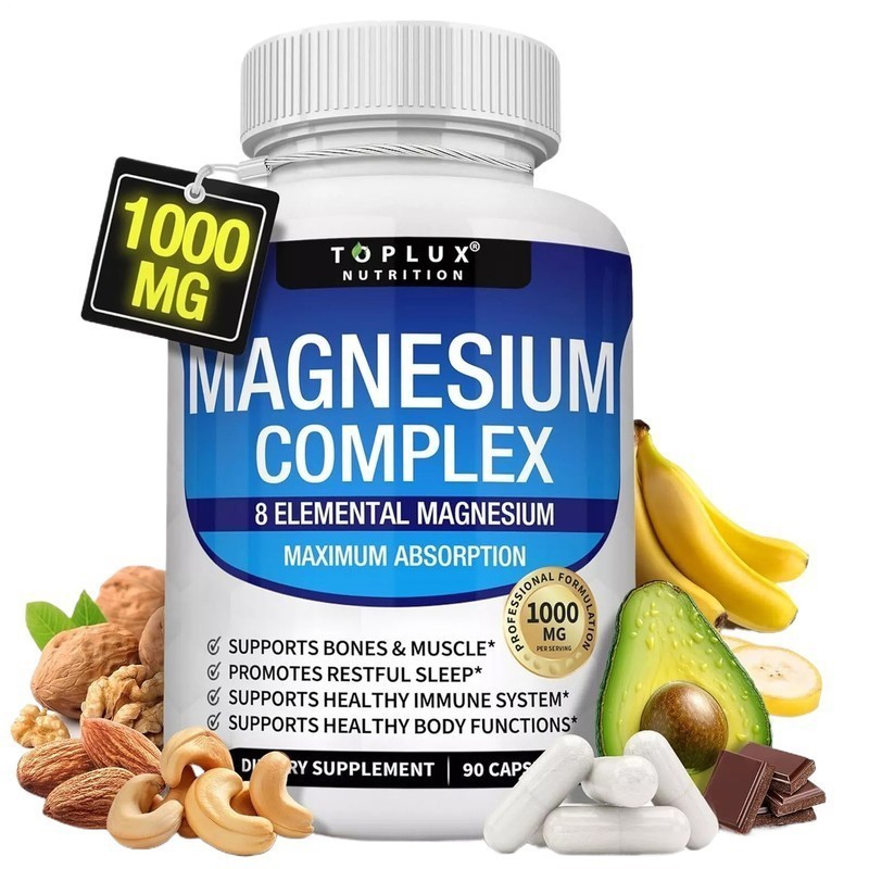 Toplux Nutrition Magnesium Complex 1000mg Supports 8 Elemental Magnesium 1-3Pack