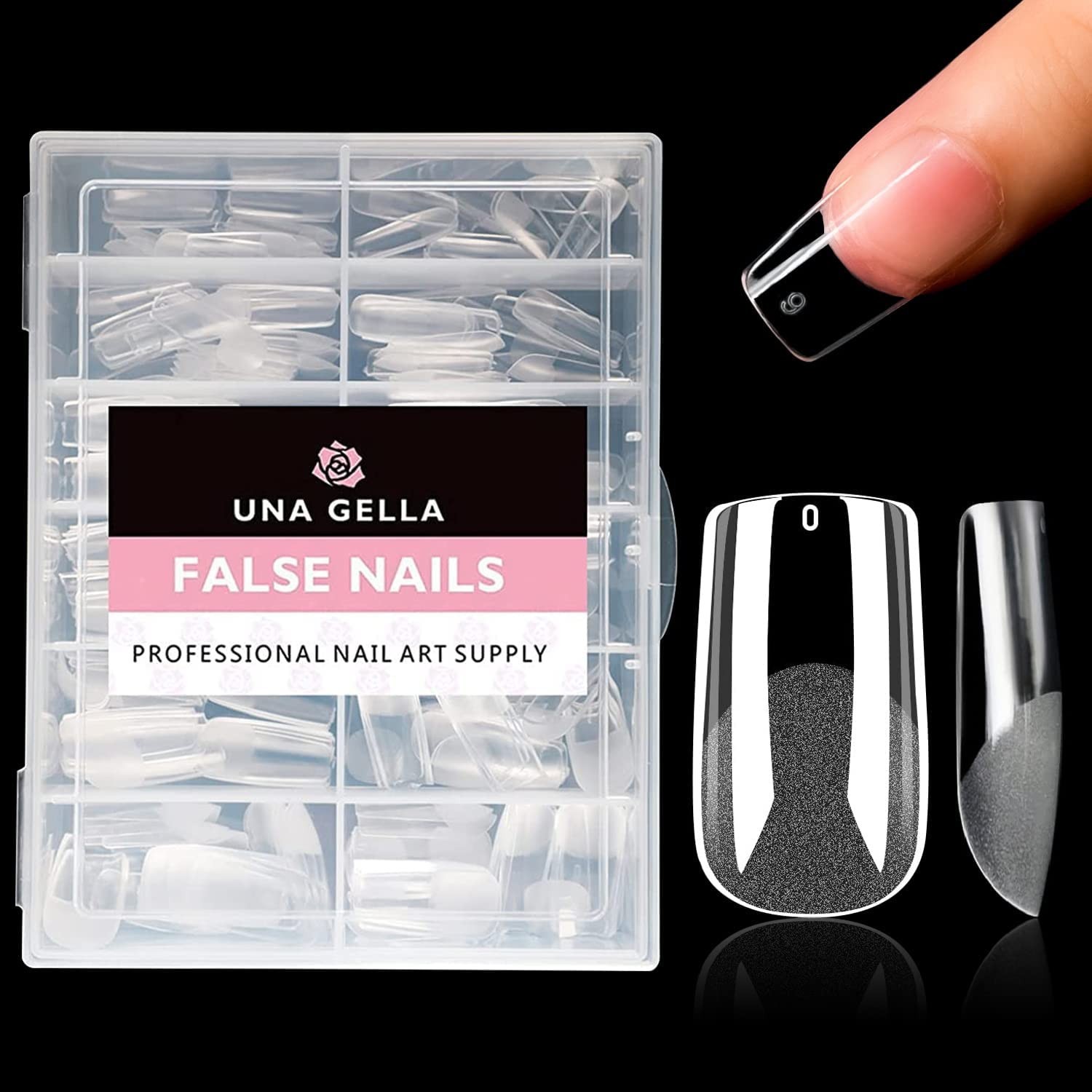 Medium Square Nail Tips: 216pcs Square Press on Nails Pre-shape Clear Nails T…
