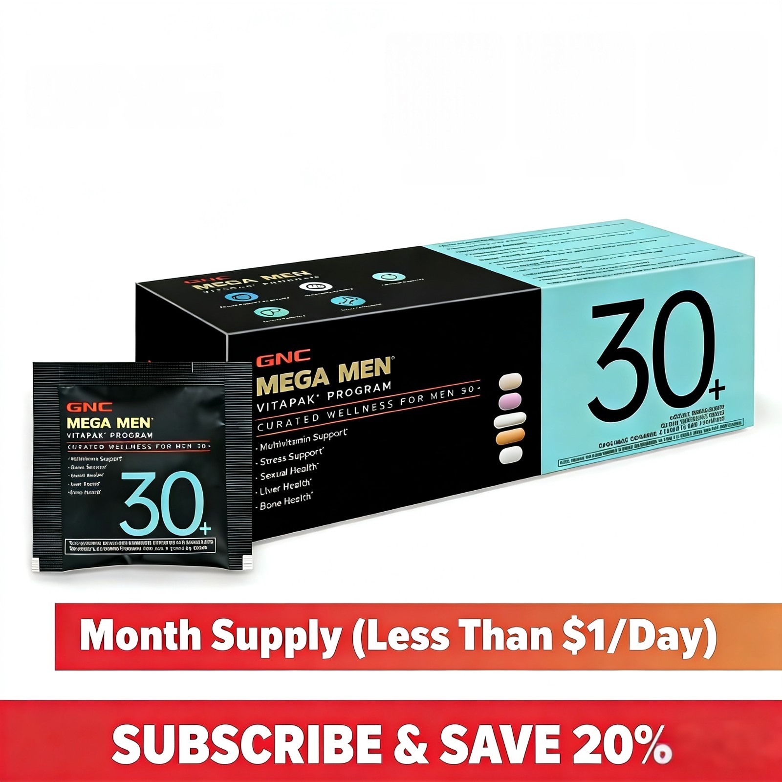 GNC Mega Men Vitapak Program 30+ Multivitamin 3 Pack
