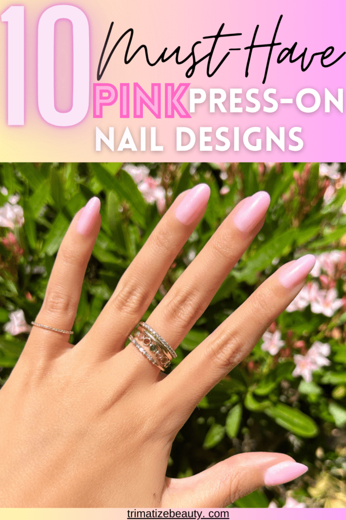 pink press on nail