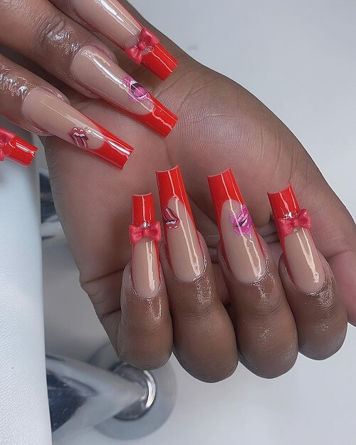 bow nails red