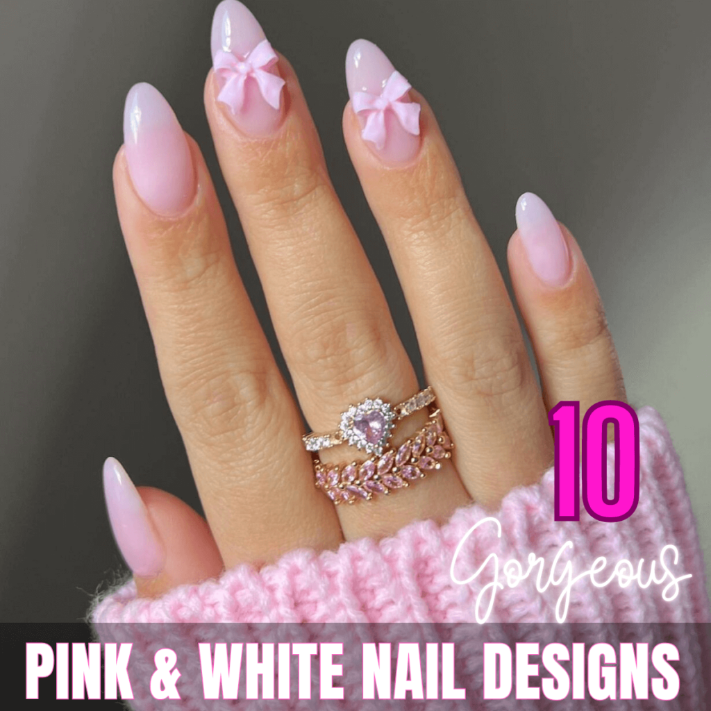 pink and white nail designs